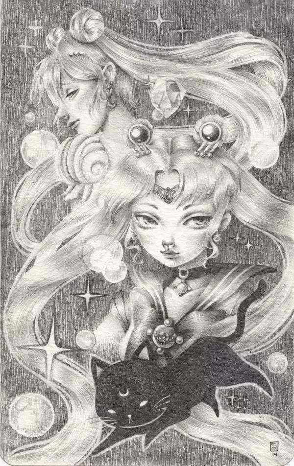 插画魔卡少女樱,插画少女和猫图片