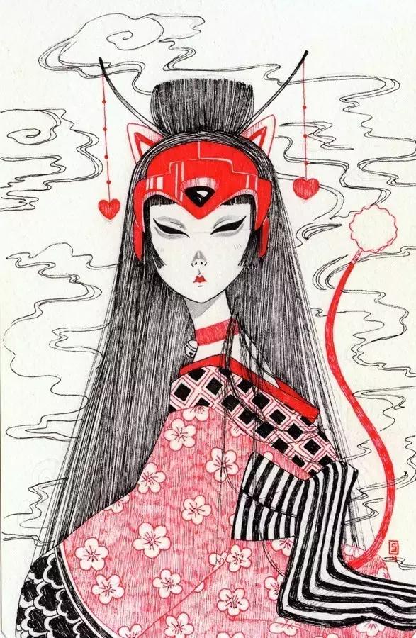 插画魔卡少女樱,插画少女和猫图片