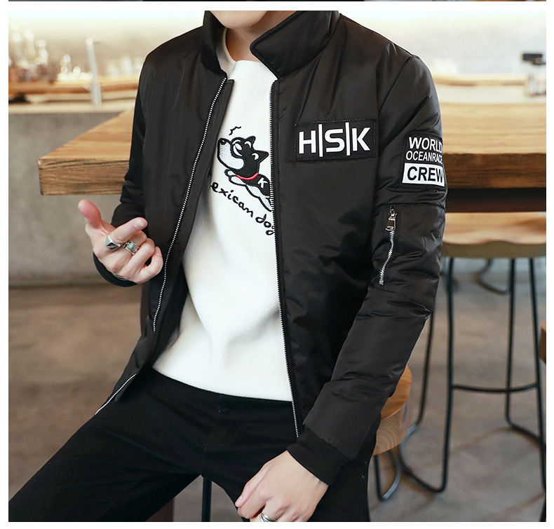 棒球领加厚棉服外套，冬日下的阳光型男