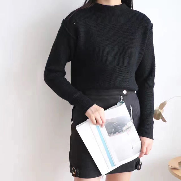 打底百搭拼色毛衣,日韩系风格搭配衣服