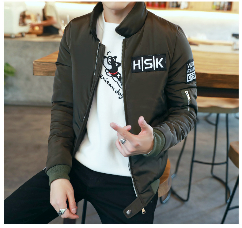 棒球领加厚棉服外套，冬日下的阳光型男