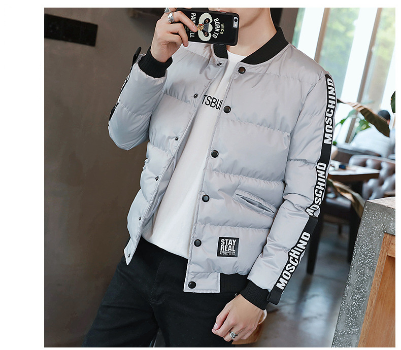 棒球领加厚棉服外套，冬日下的阳光型男