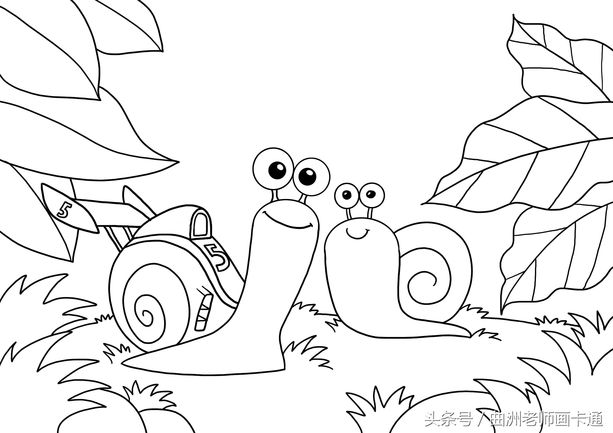 曲洲老师画卡通少儿简笔画海龟,画蜗牛简笔画儿童画