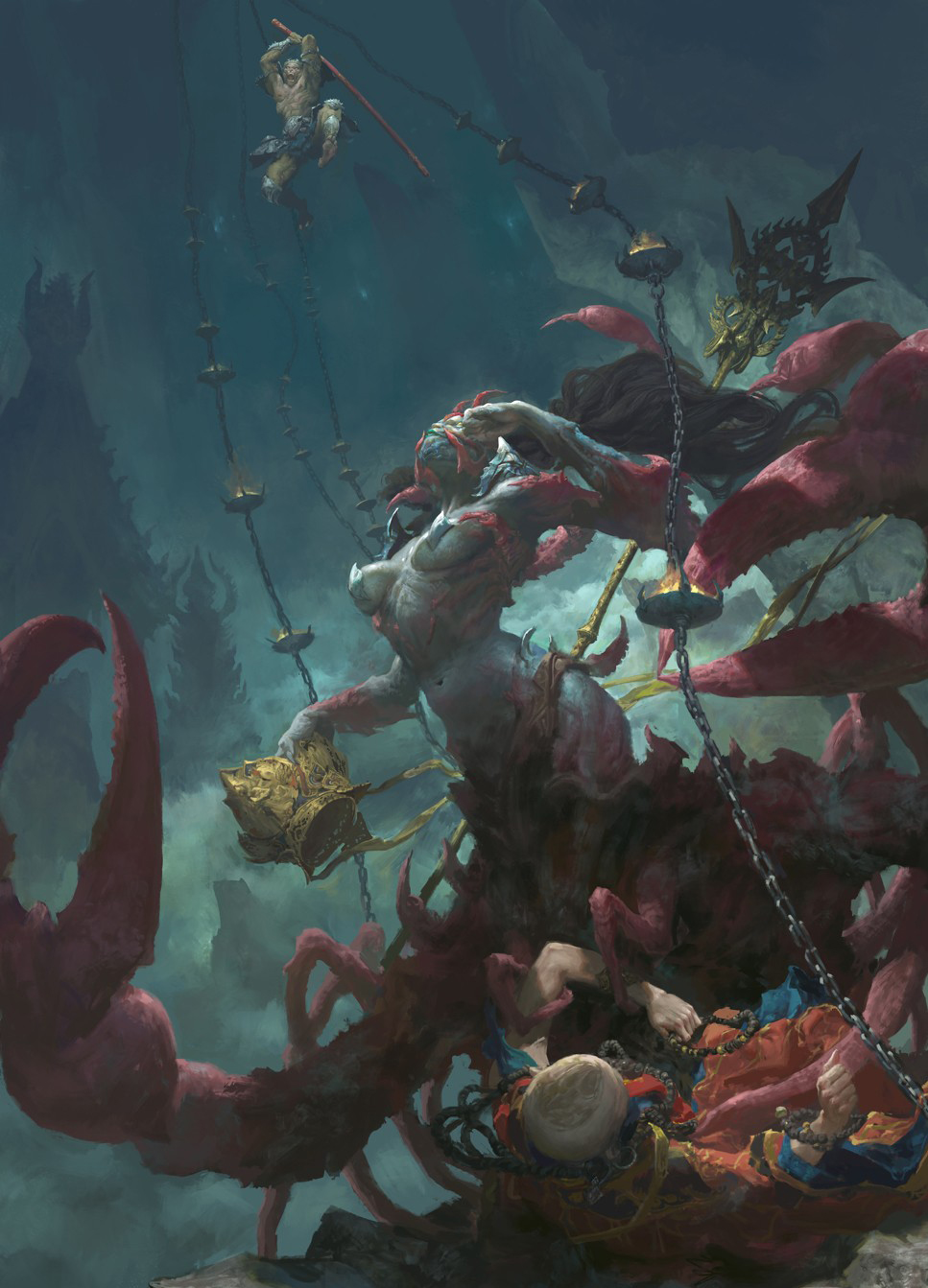 12岁画的孙悟空绘画图片,20几年的绘画功底都用上了