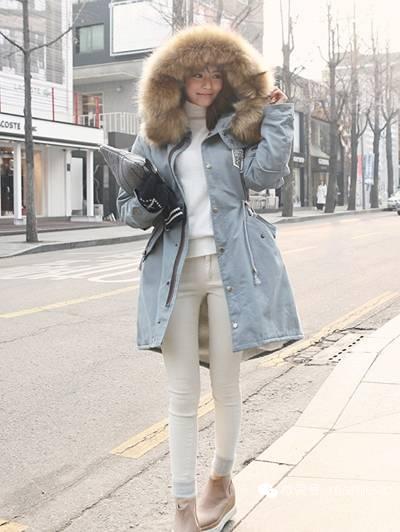 棉服外套小清新风，典型的韩式街头范儿！