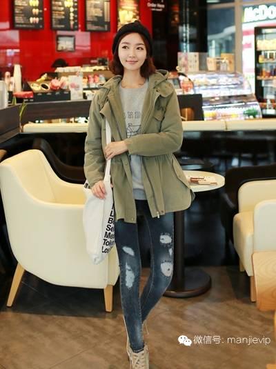 棉服外套小清新风，典型的韩式街头范儿！