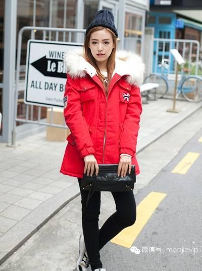 棉服外套小清新风，典型的韩式街头范儿！