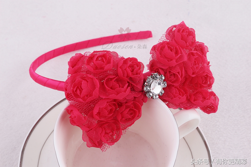 玫瑰花水钻发夹头饰,玫瑰花发夹头饰网红爆款