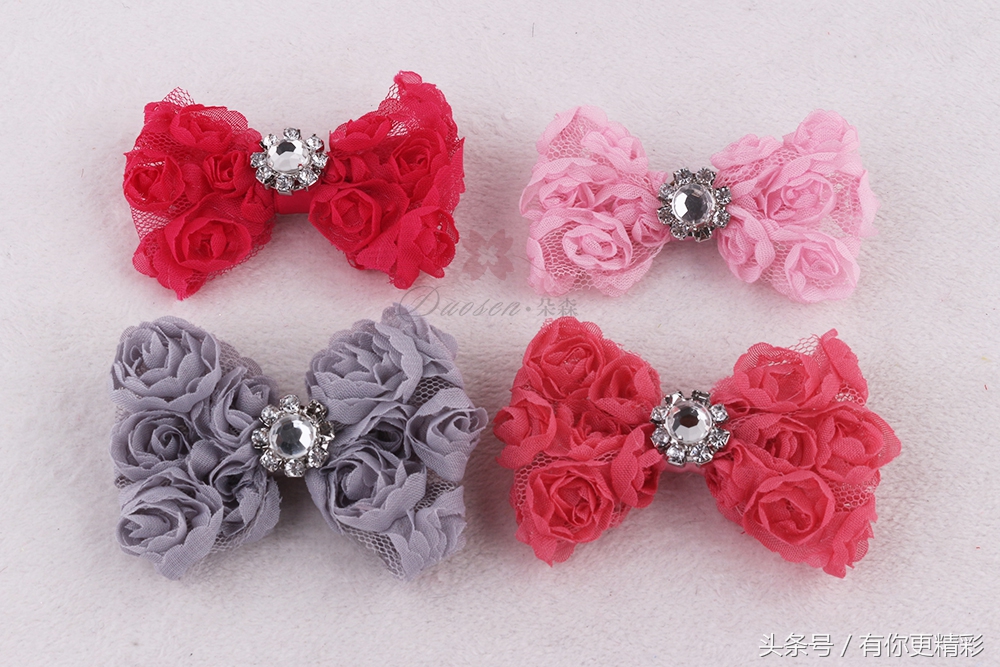 玫瑰花水钻发夹头饰,玫瑰花发夹头饰网红爆款