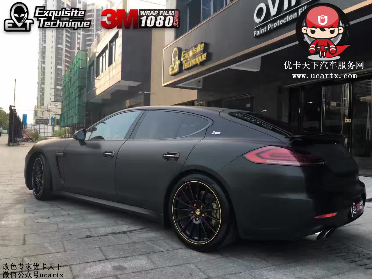 保时捷panamera装贴高亮水晶白,保时捷panamera迷彩贴膜
