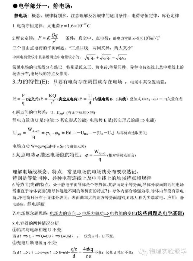 高中物理小高考电学知识点讲解,高中物理电学知识点大总结归纳