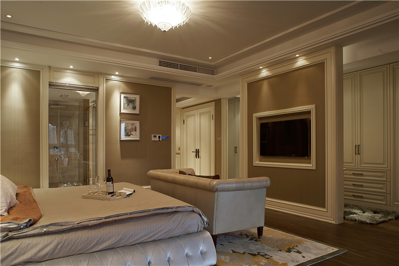 405平新中式轻奢别墅装修效果图,140平方别墅中式楼梯装修效果图