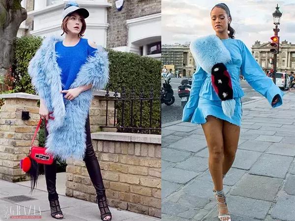 这天不冷不热,适合撩条毛披肩上!