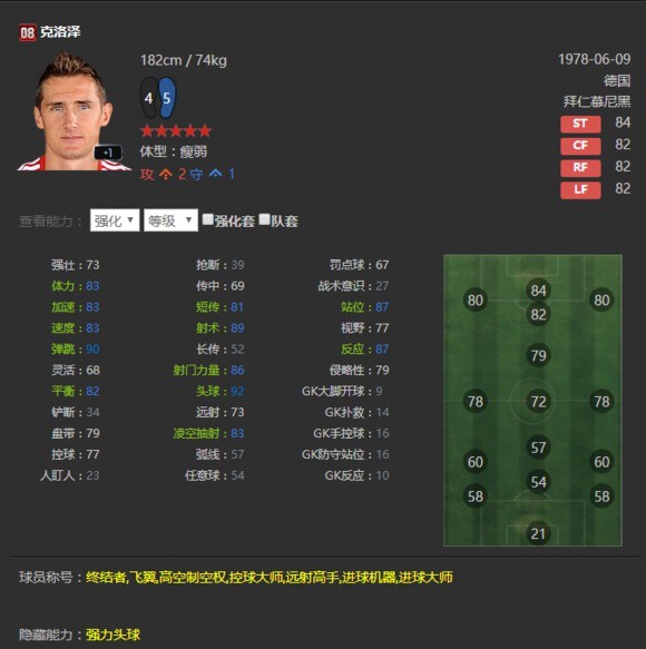 fifaonline3克洛泽名人堂,fifaol3克洛泽