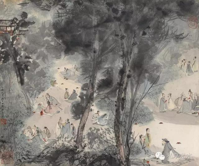 傅抱石与中国画教学,傅抱石泼墨山水画法