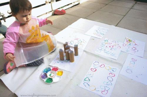 幼儿园卷纸筒环保手工作品,儿童手工涂鸦画纸