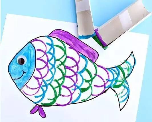 幼儿园卷纸筒环保手工作品,儿童手工涂鸦画纸