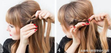 盘发神器花苞头的扎法教程,羊毛卷半花苞头的扎法教程