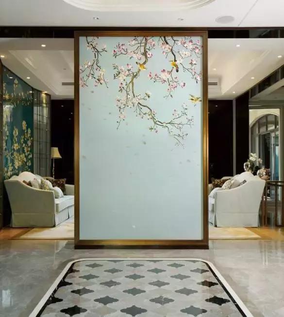 墙面镂空隔断效果图,墙隔断轻奢效果图