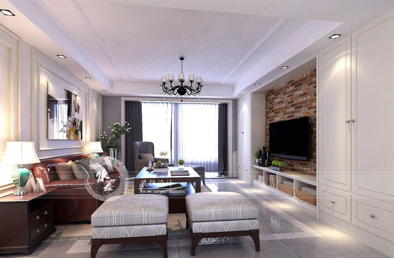 芜湖美式家居风格装修设计案例,芜湖美加印象120平装修