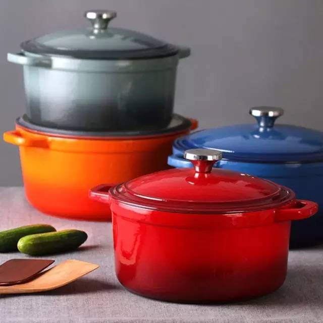 法国进口珐琅lecreuset酷彩铸铁锅,deslon德世朗珐琅铸铁锅24cm宝石蓝