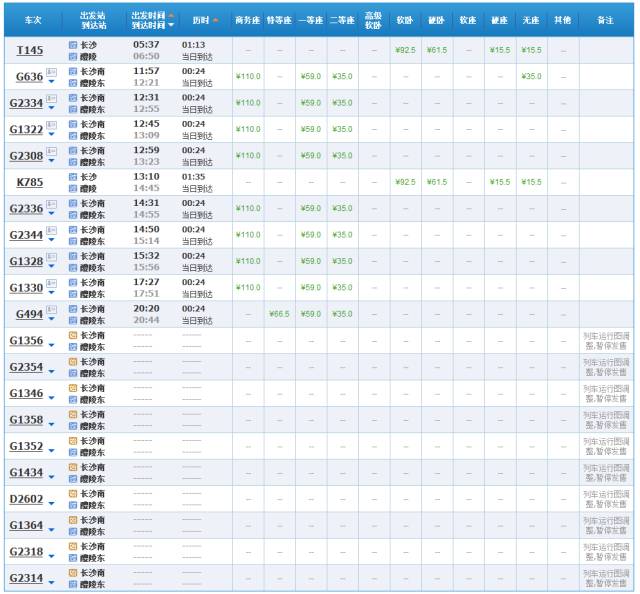长沙至永州高铁火车时刻表,最新长沙至广州高铁时刻表