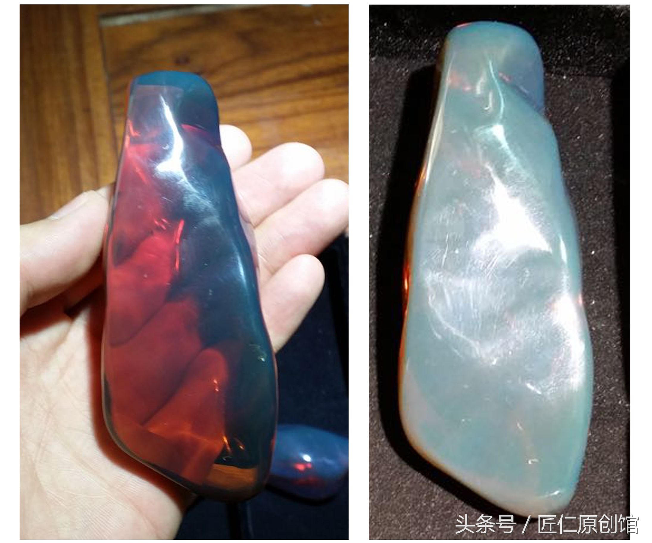 缅珀橘黄变色龙琥珀手串,缅甸棕底变色龙琥珀