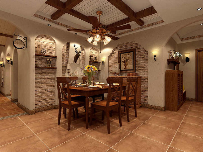 直逼自然的柔和色彩，西安九锦台205㎡北非地中海风格