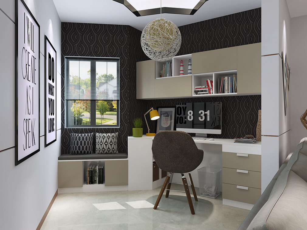 户型不方正斜角房子装修效果图,房间墙柱如何装修设计