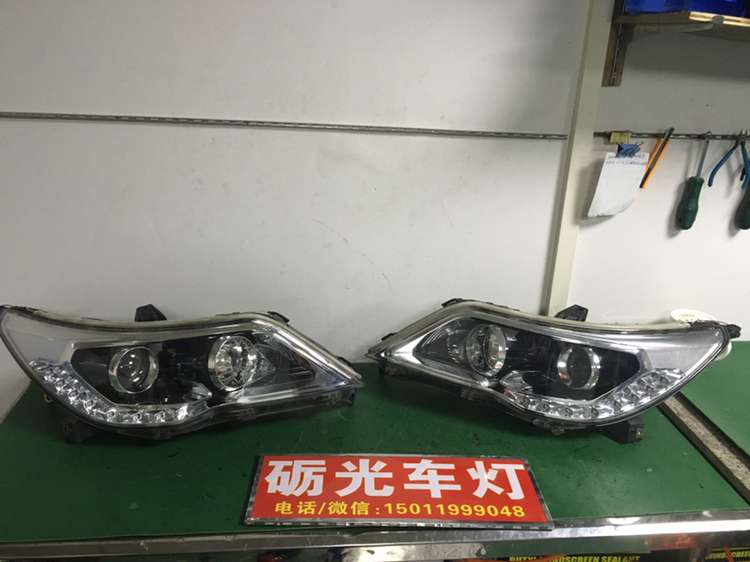 宝骏560原厂大灯广西彤明车灯,宝骏560改led双光透镜路面效果