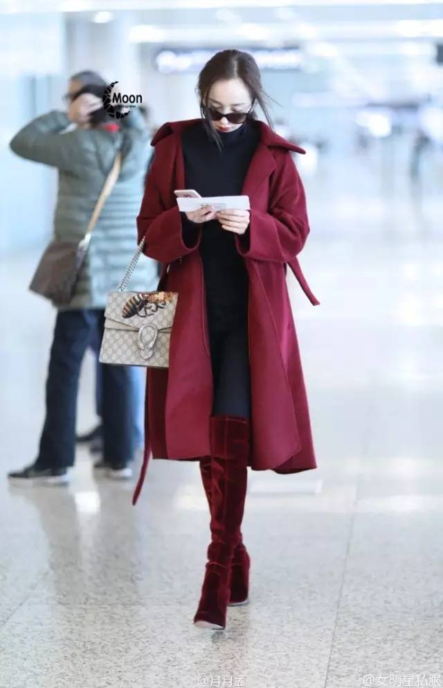 过膝靴杨幂,杨幂穿黑色过膝长靴街拍