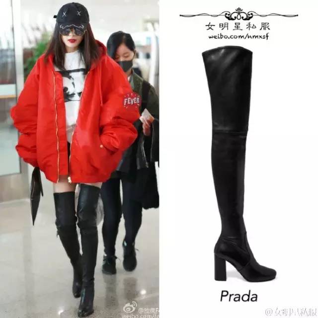 过膝靴杨幂,杨幂穿黑色过膝长靴街拍