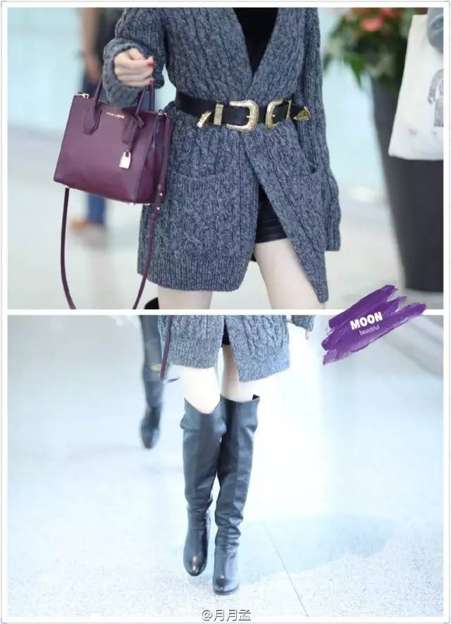 过膝靴杨幂,杨幂穿黑色过膝长靴街拍