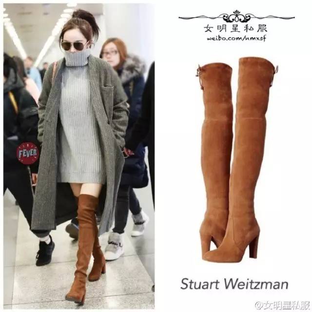 过膝靴杨幂,杨幂穿黑色过膝长靴街拍