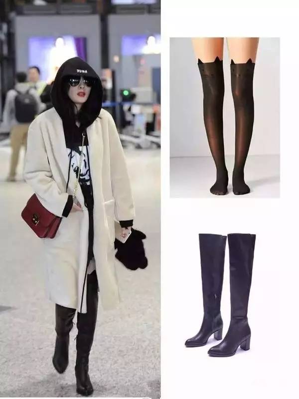 过膝靴杨幂,杨幂穿黑色过膝长靴街拍