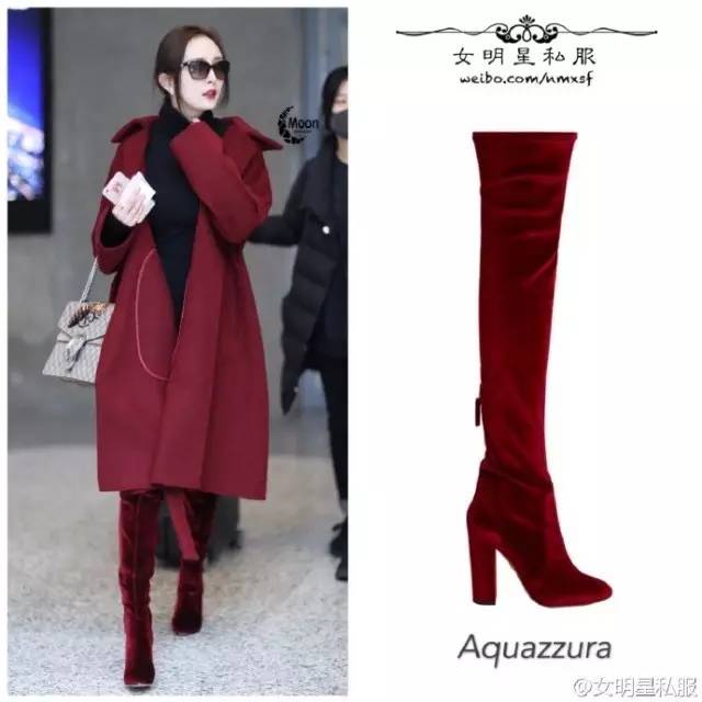 过膝靴杨幂,杨幂穿黑色过膝长靴街拍