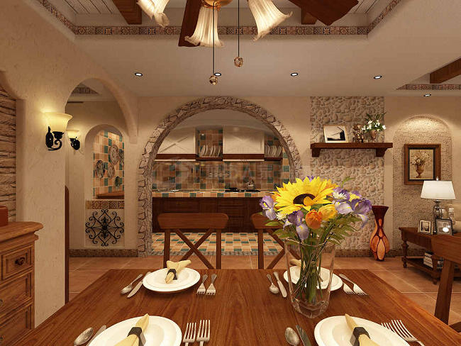 直逼自然的柔和色彩，西安九锦台205㎡北非地中海风格