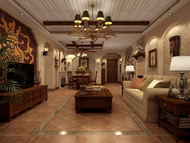 直逼自然的柔和色彩，西安九锦台205㎡北非地中海风格