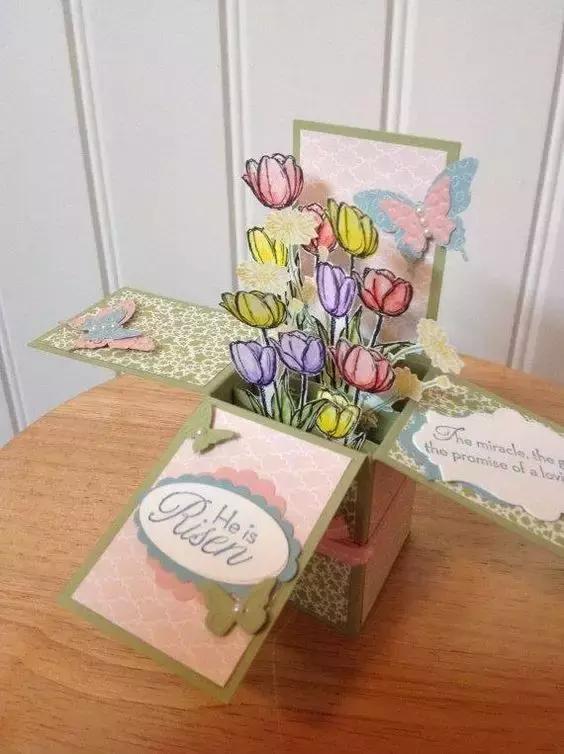 正方形立体盒子贺卡,立体盒子贺卡怎么做