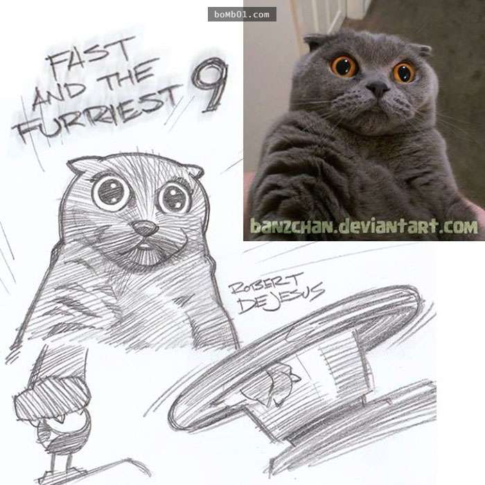 手绘宠物和主人随手画,巧手绘动物