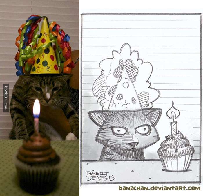 手绘宠物和主人随手画,巧手绘动物