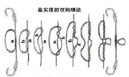 路亚串钩双钩子线的绑法,海竿钓鲫鱼绑串钩还是双钩