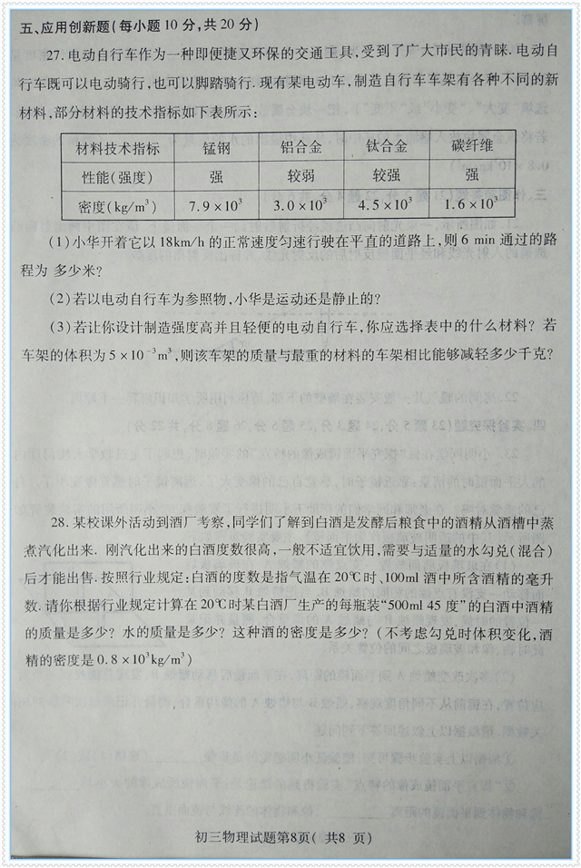 温州中学高一物理期末考试卷真题,初二物理期末考试真题