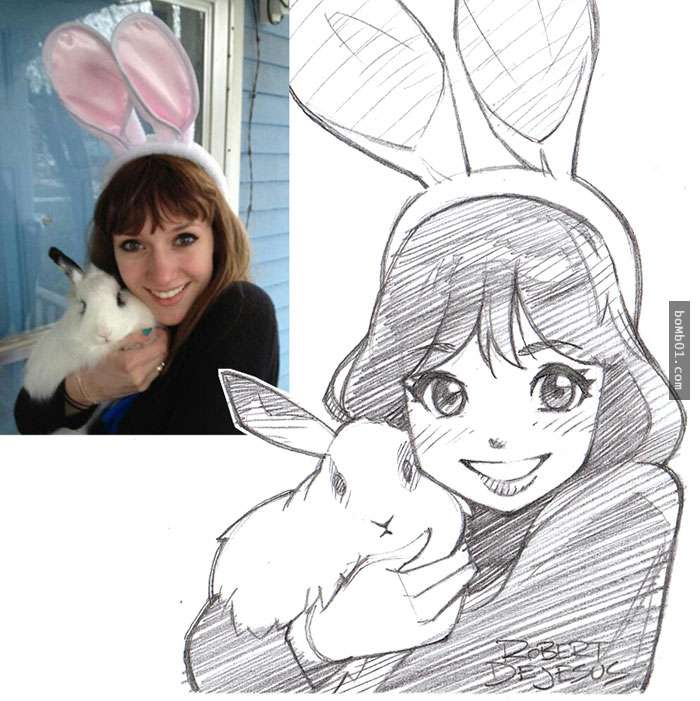 手绘宠物和主人随手画,巧手绘动物