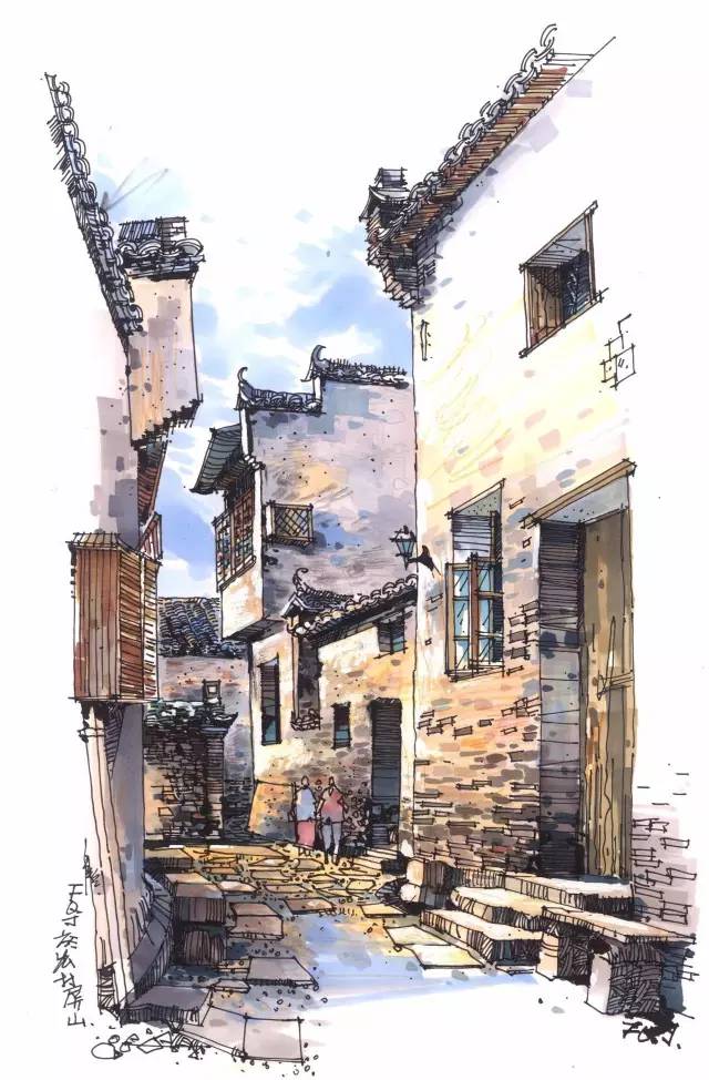 迷人的山水绘画,徽州特色烟雨江南画