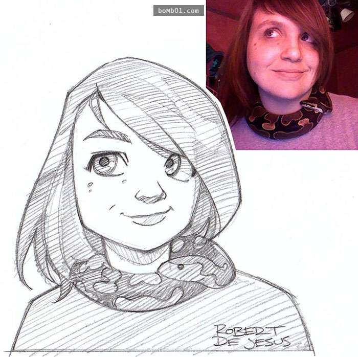 手绘宠物和主人随手画,巧手绘动物