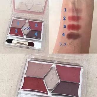 日本canmake井田五色哑光眼影盘,canmake三色眼影11号试色