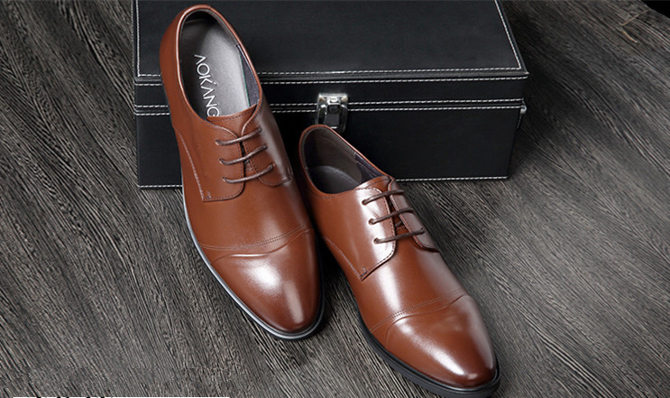 男士商务皮鞋穿搭,2019爆款商务软皮休闲系带男皮鞋