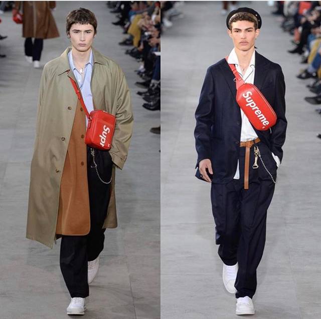 supreme和lv联名的世纪双肩包,supreme和lv联名红色手拿包