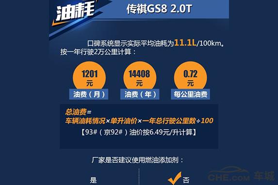 传祺gs8燃油版油耗真实油耗,广汽传祺gs8豪华智联两驱油耗多少
